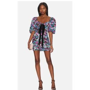 For Love & Lemons Marley Mini Dress Floral Puff Sleeve Sz Small NWT